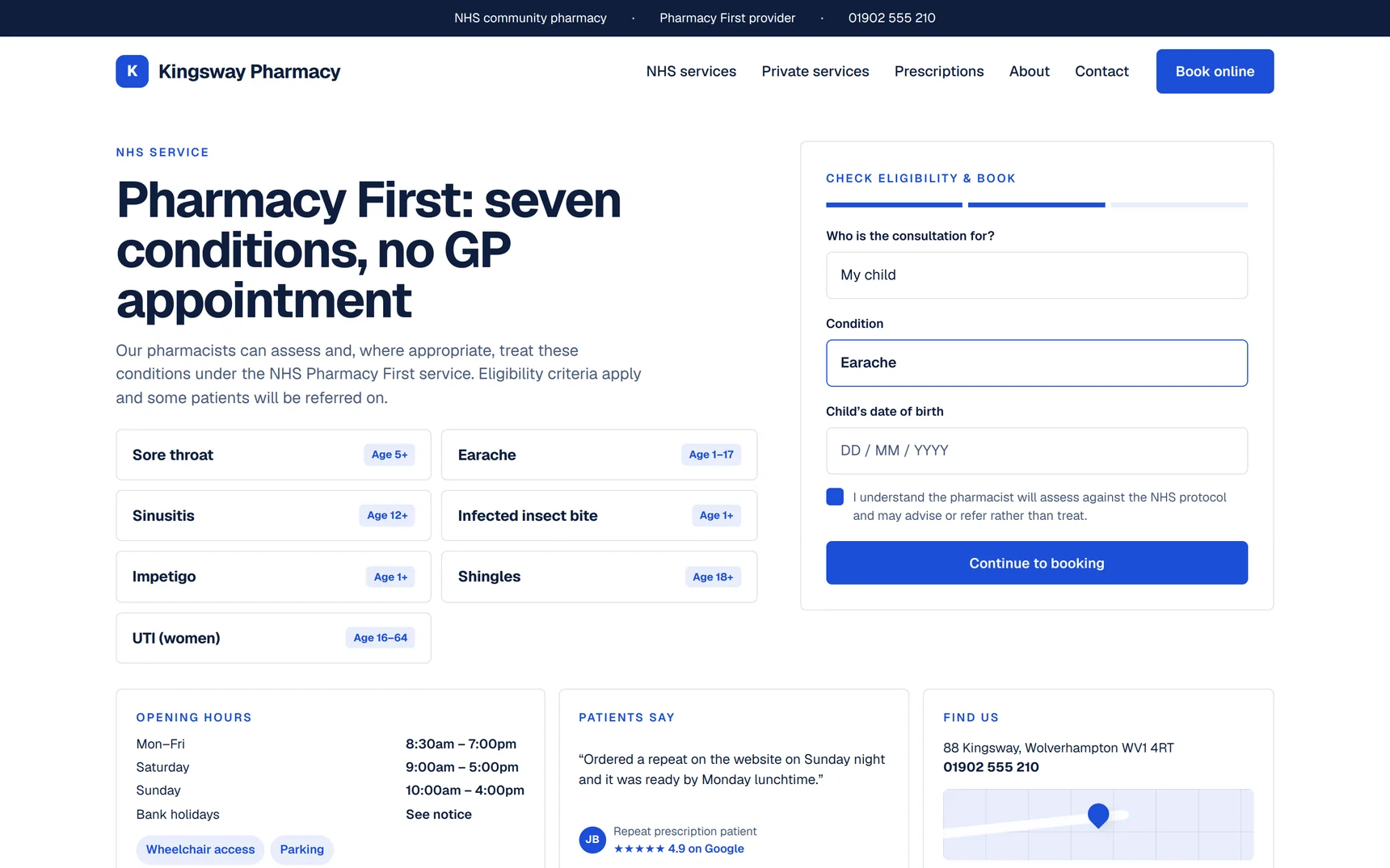 Kingsway — Pharmacy First with eligibility checker