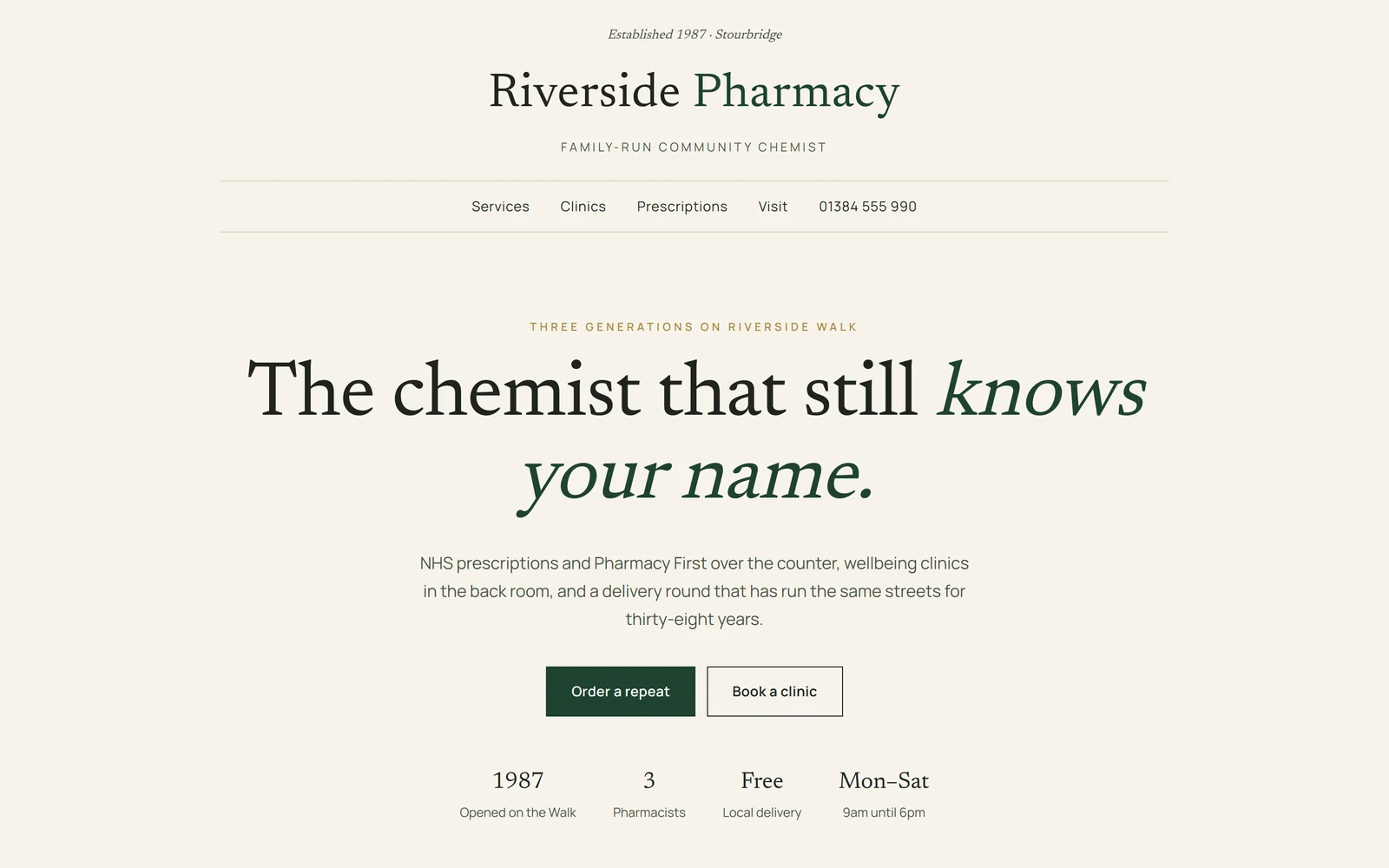 Riverside Pharmacy homepage built on PharmGrowth