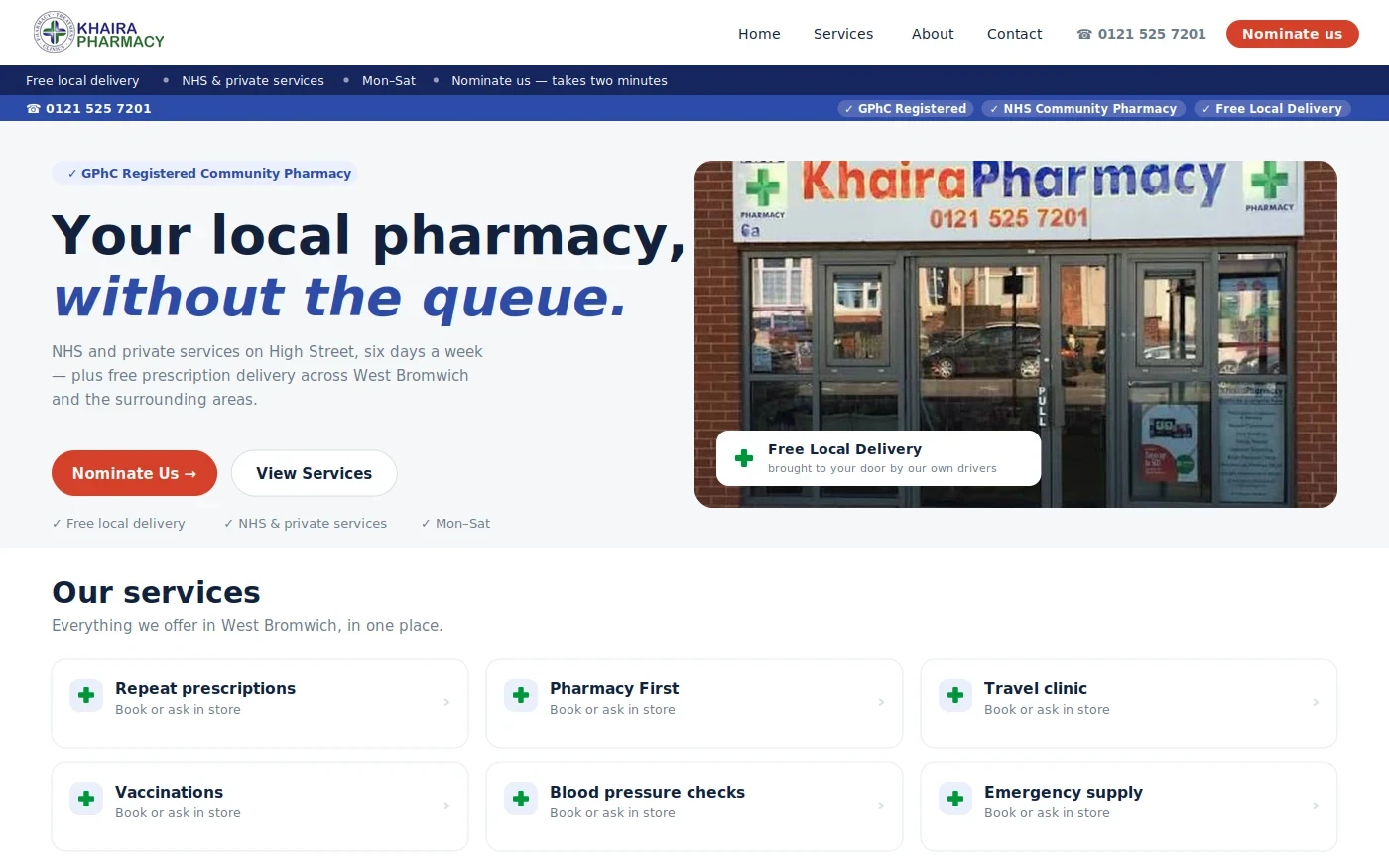 Khaira Pharmacy homepage
