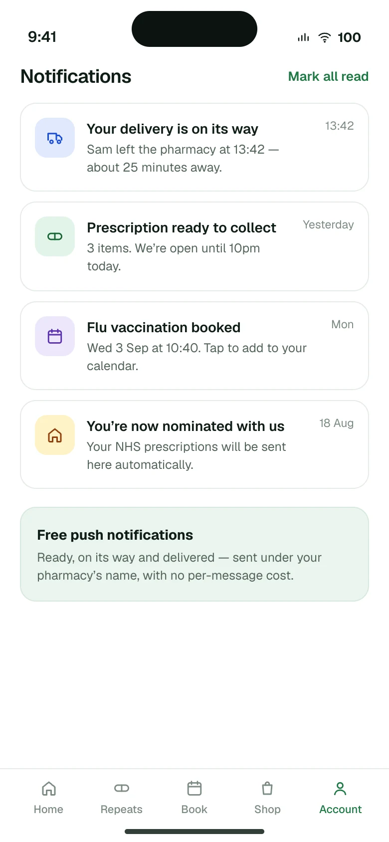 Patient app notifications