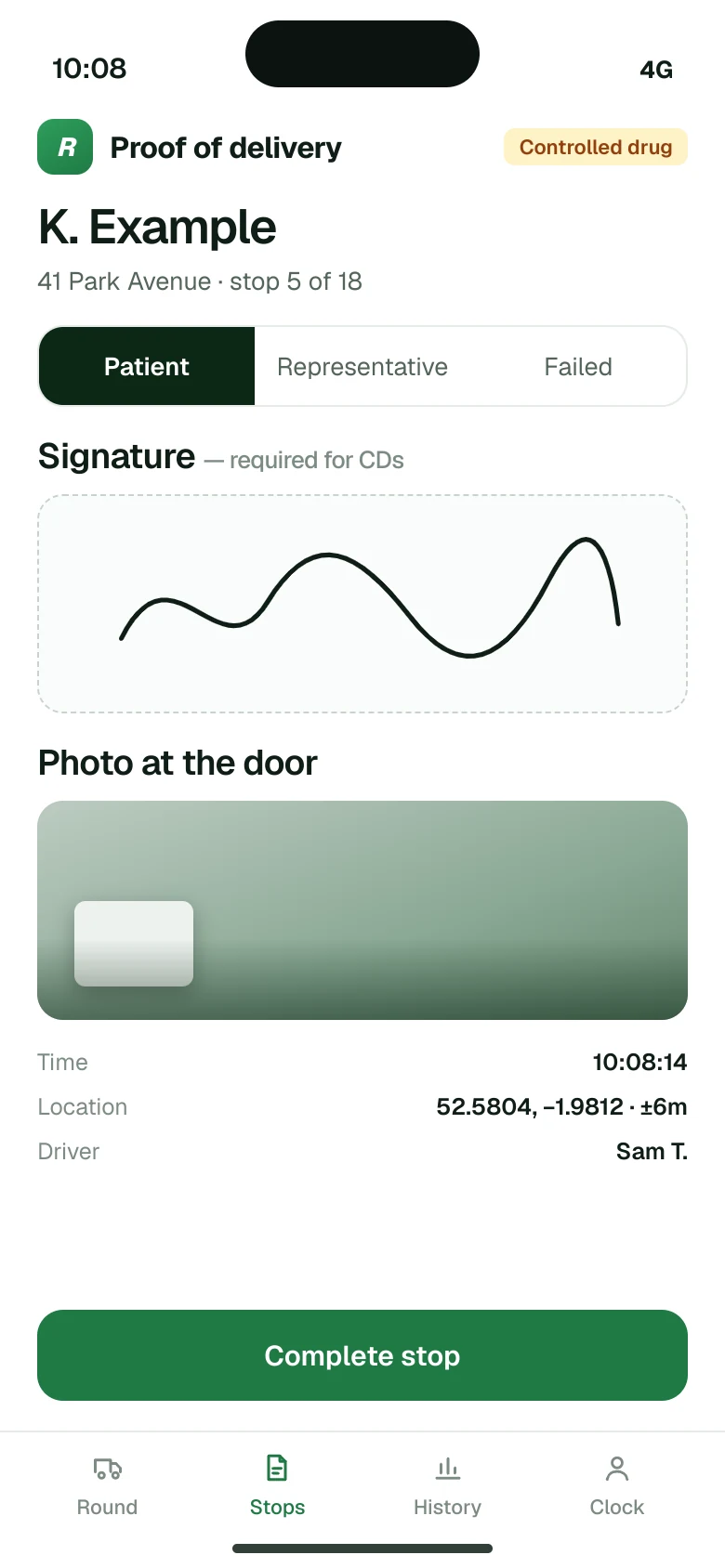 Routly proof of delivery with signature and photo